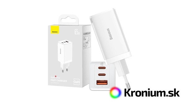 Baseus GaN5 Pro 2xUSB-C + USB (65W)