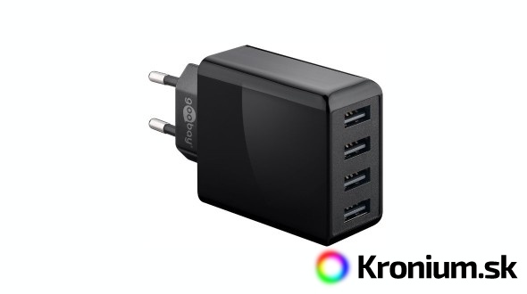 Štvorkanálový sieťový USB adaptér (celkom 6000 mA, 30W)