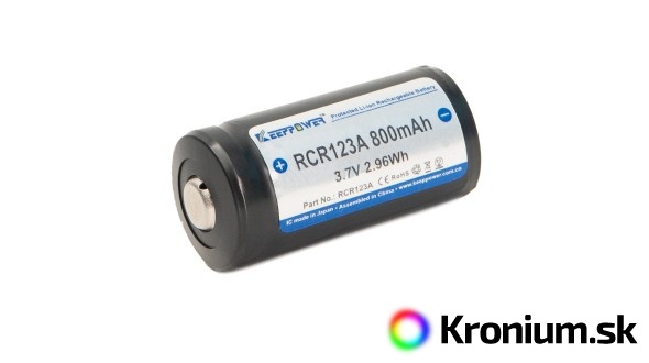 Nabíjateľná batéria Keeppower RCR123A 800 mAh (Li-Ion)