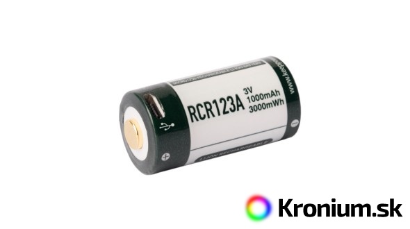 USB akumulátor Keeppower RCR123A 3V 1000 mAh (Li-Ion)