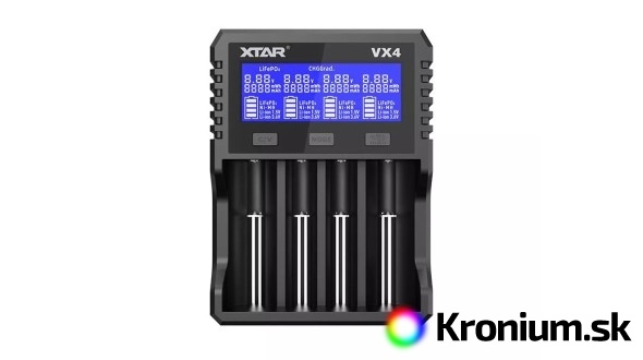 Štvorkanálová USB nabíjačka VX4 (Li-ion a NiMH)
