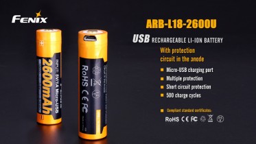 Nabíjateľná USB batéria Fenix 18650 2600 mAh (Li-ion)