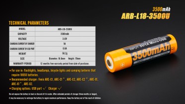 Nabíjateľná USB batéria Fenix 18650 3500 mAh (Li-ion)