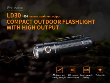 LED baterka Fenix LD30 + USB aku 3400 mAh