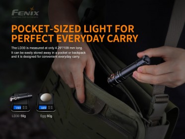 LED baterka Fenix LD30 + USB aku 3400 mAh