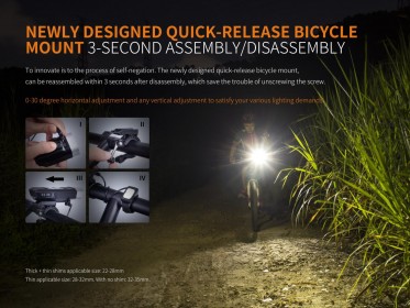 Nabíjateľné svetlo na bicykel Fenix BC30R (1800 lúmenov)