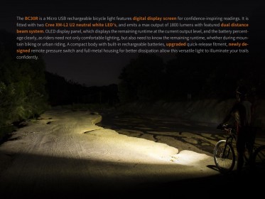 Nabíjateľné svetlo na bicykel Fenix BC30R (1800 lúmenov)