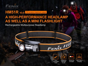 Nabíjateľná čelovka Fenix HM51R Ruby V2.0