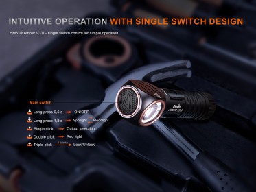 Nabíjateľná čelovka Fenix HM61R Amber V3.0