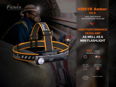 Nabíjateľná čelovka Fenix HM61R Amber V2.0
