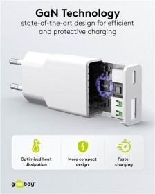 Síťový GaN adaptér USB-C + USB-A (30W)