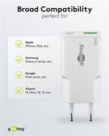 Síťový GaN adaptér USB-C + USB-A (30W)
