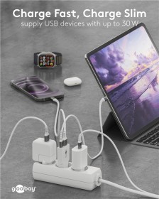 Síťový GaN adaptér USB-C + USB-A (30W)