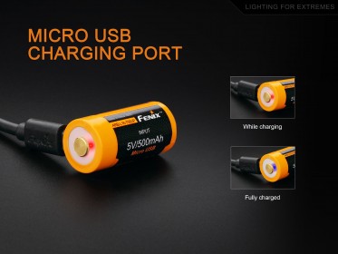 Nabíjateľná USB batéria Fenix RCR123A / 16340 (Li-Ion) High Current