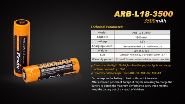 Nabíjateľná batéria Fenix 18650 3500 mAh (Li-Ion)