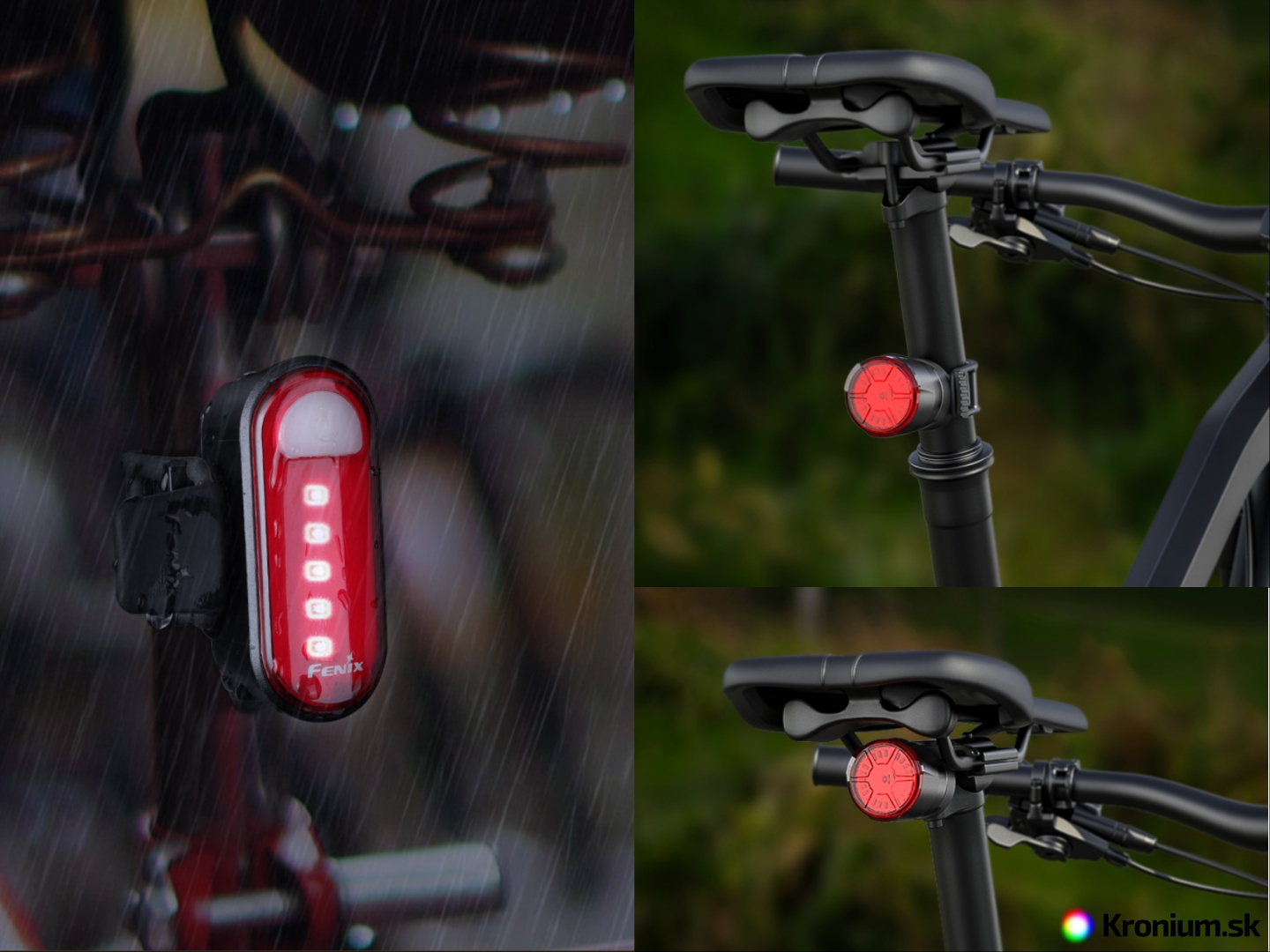 Zadné blikačky Fenix na sedlovke bicykla
